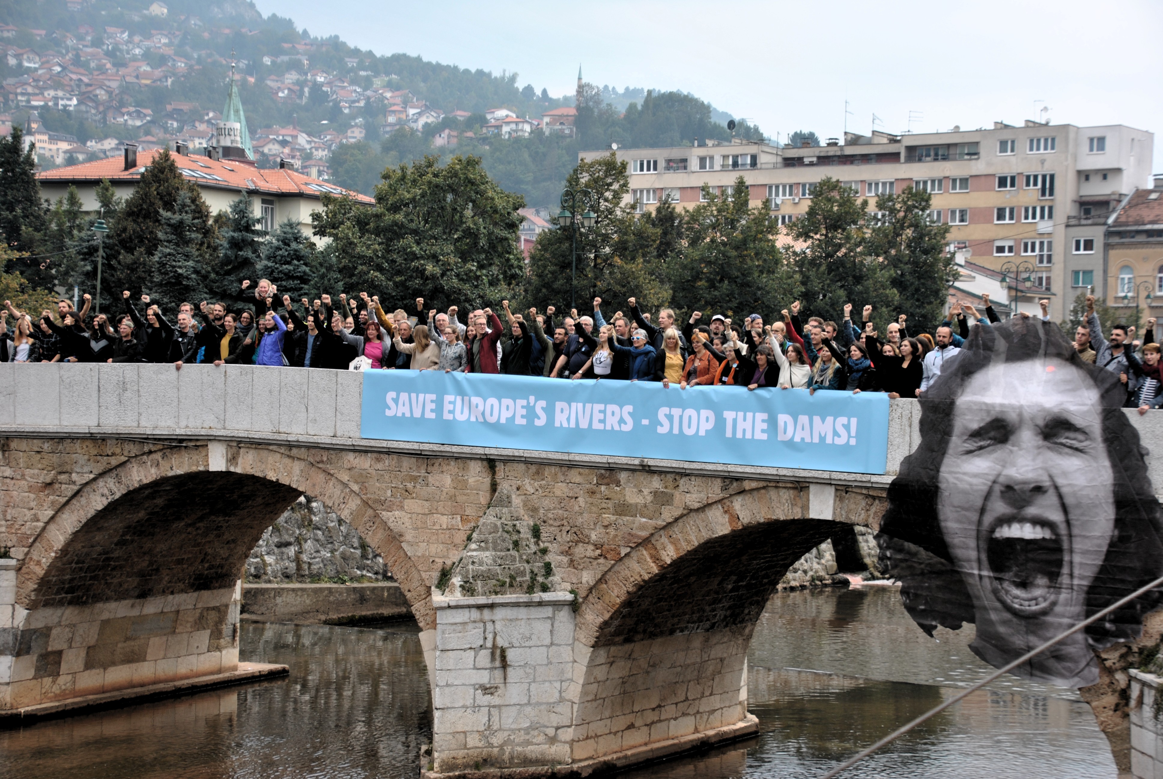 Manifestation à Sarajevo pour la protection des rivières d'Europe, septembre 2018 @ LS
