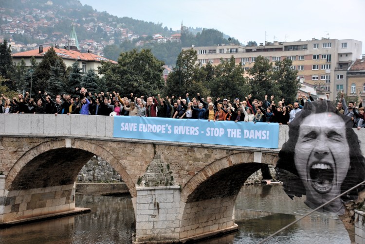 Manifestation à Sarajevo pour la protection des rivières d'Europe, septembre 2018 @ LS
